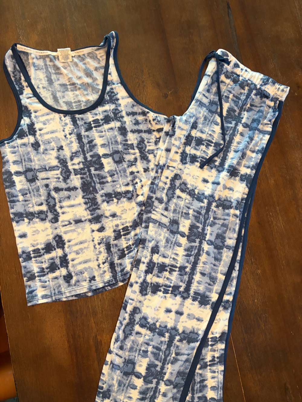 Lucky Brand Blue Tie-Dye Tank Top and pants pajamas